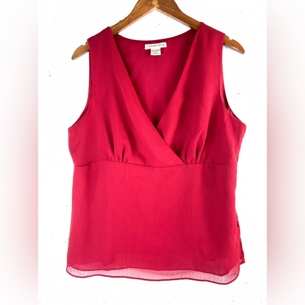 Notations XL Workwear Sleeveless V-Neck Maroon Red Blouse